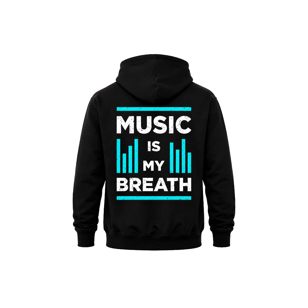 Music Is My Breath Front And Back Print Hoodie