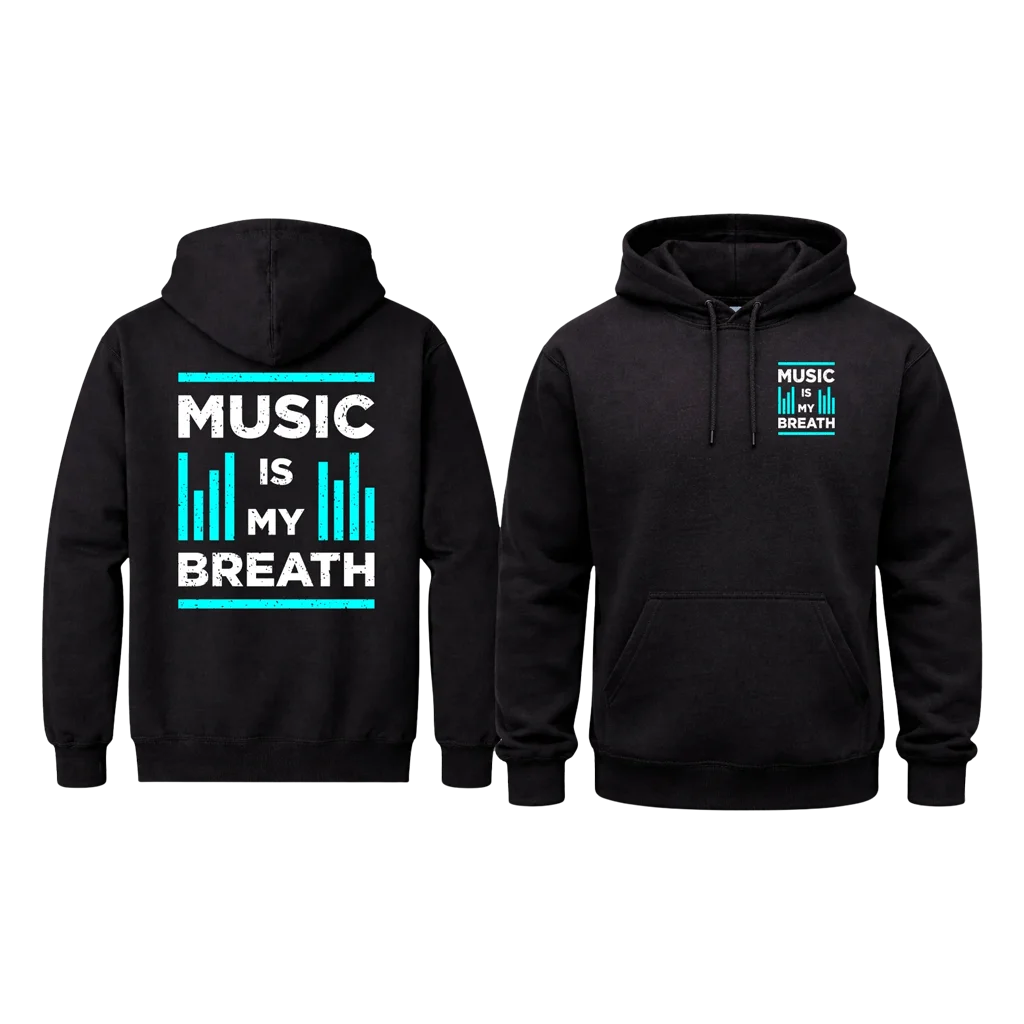 Music Is My Breath Front And Back Print Hoodie