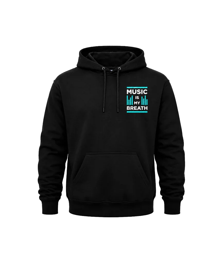 Music Is My Breath Front And Back Print Hoodie