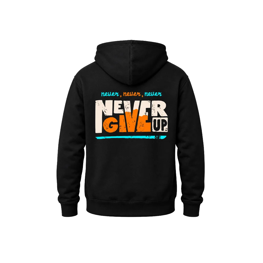 Never Give Up Dual-Print Graphic Hoodie