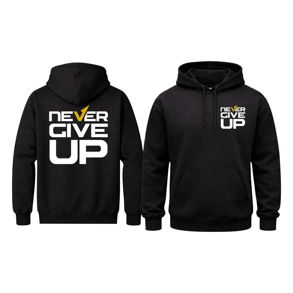Dual-Print “Never Give Up” Street Hoodie