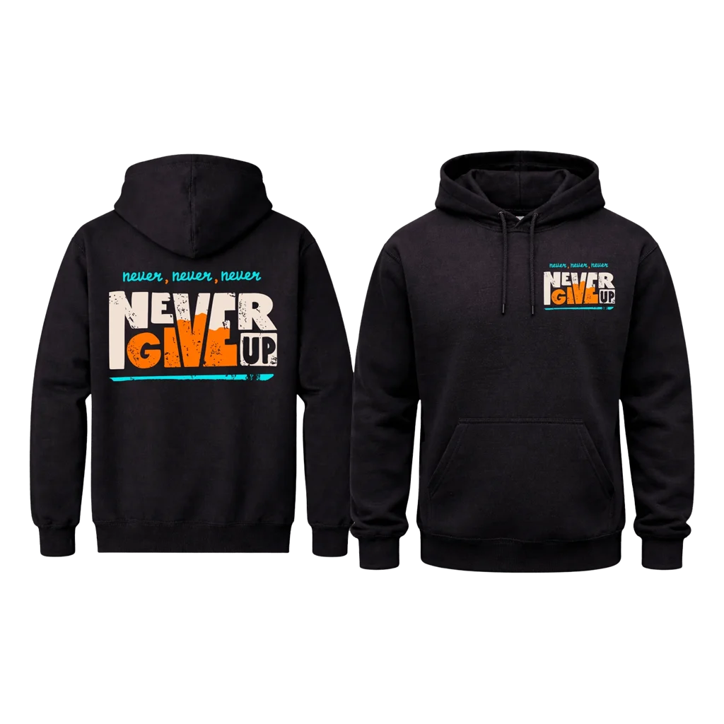 Never Give Up Dual-Print Graphic Hoodie