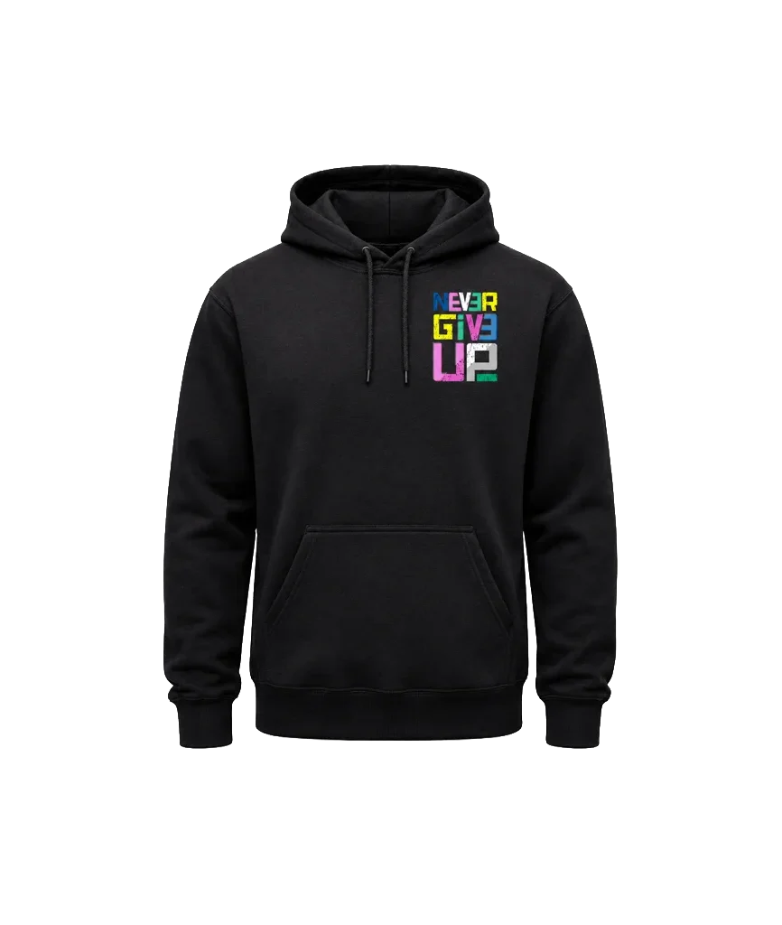 Never Give Up Front And Back Print Hoodie