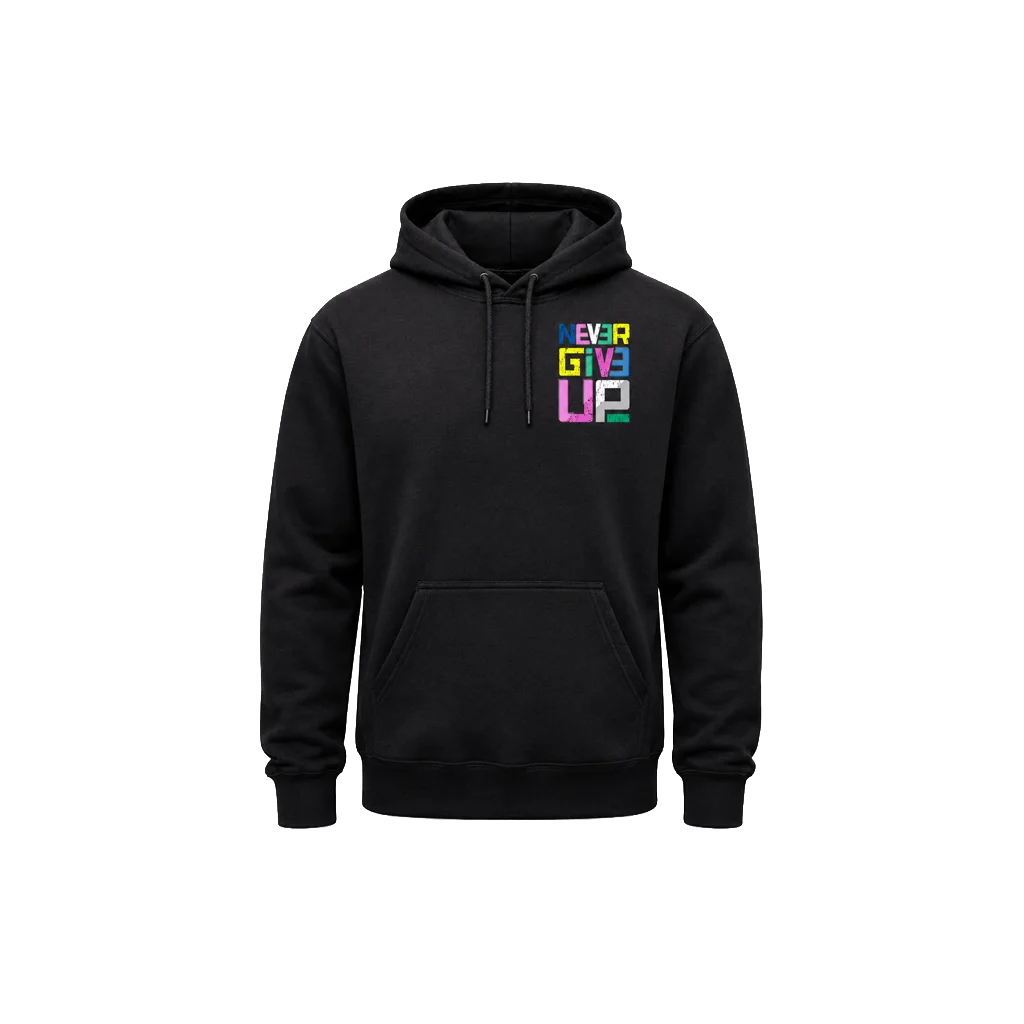 Never Give Up Front And Back Print Hoodie
