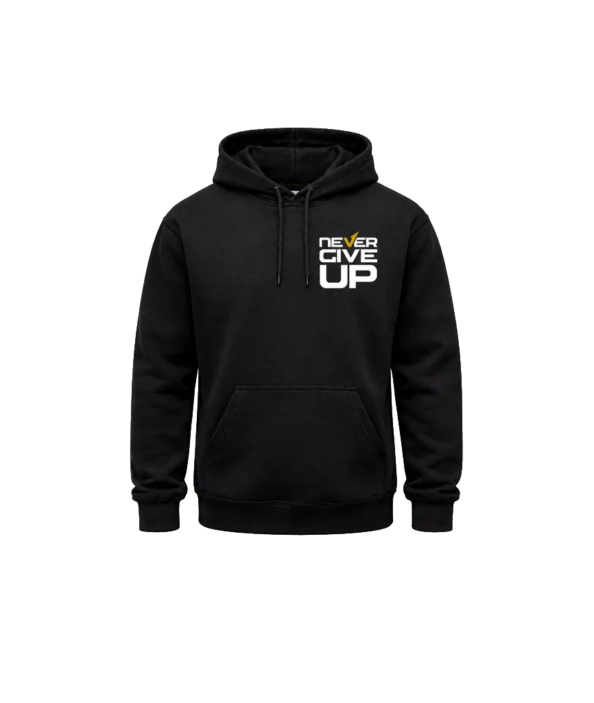 Never Give Up Front And Back Print Hoodie