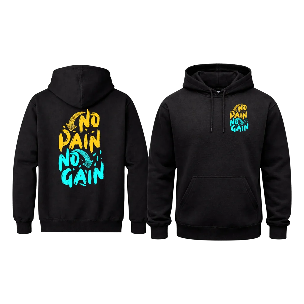 No Pain No Gain Front & Back Print Hoodie
