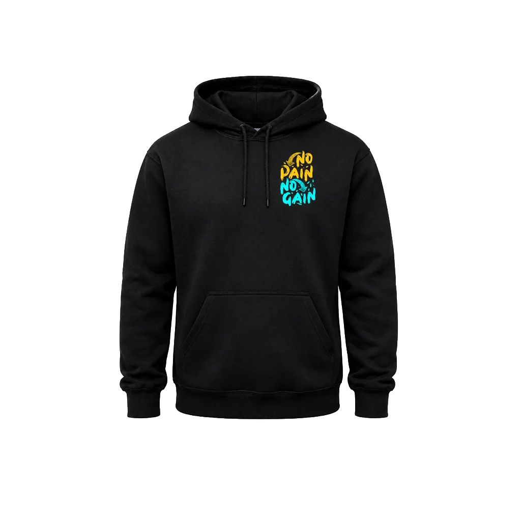 No Pain No Gain Front & Back Print Hoodie