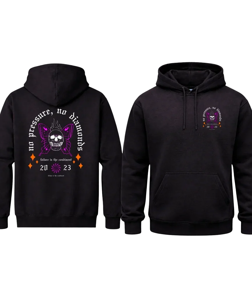 No Pressure, No Diamonds Front And Back Print Hoodie