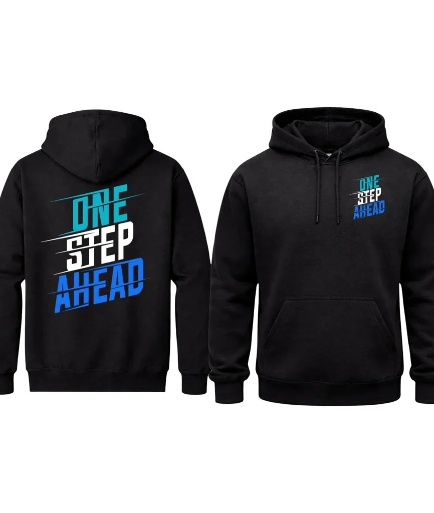 One Step Ahead Front And Back Print Hoodie