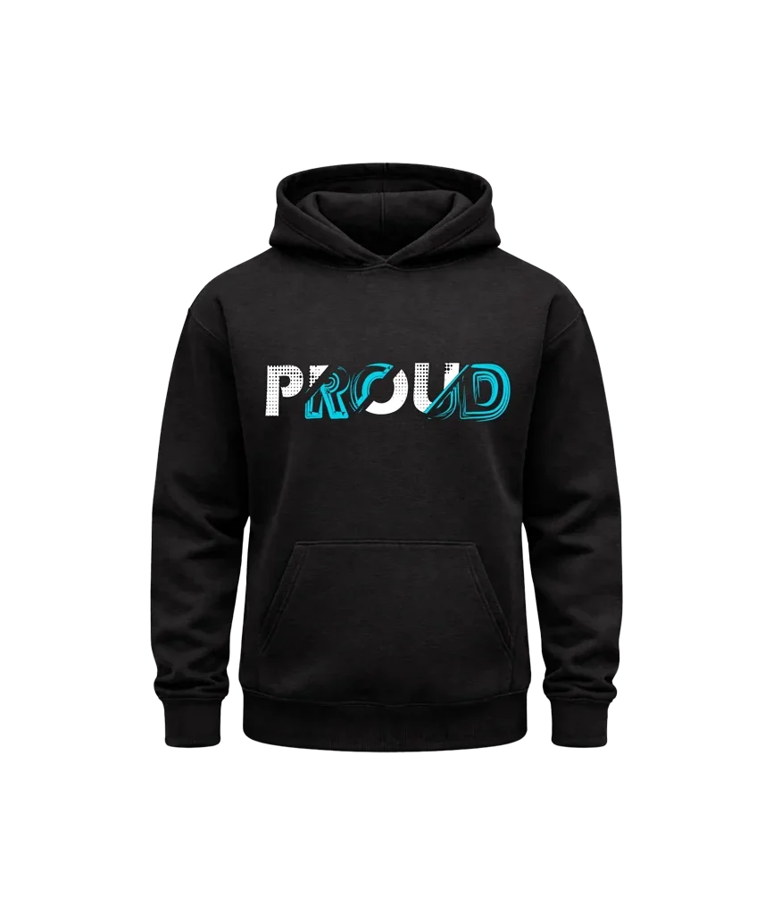 Proud Black Print Hoodie