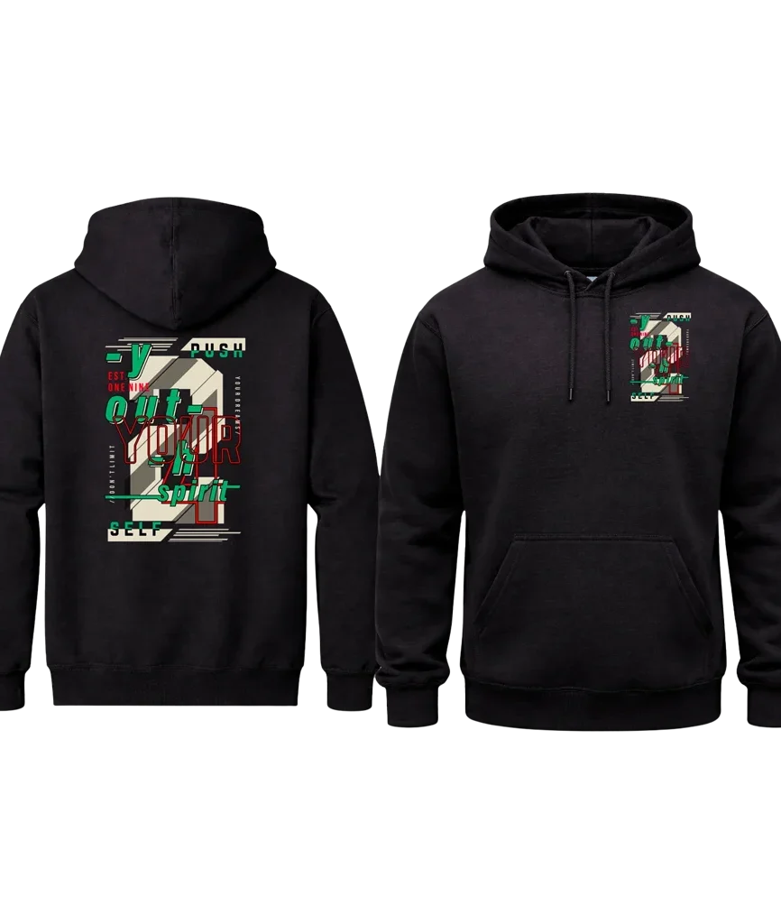 Push Yourself Front And Back Print Hoodie