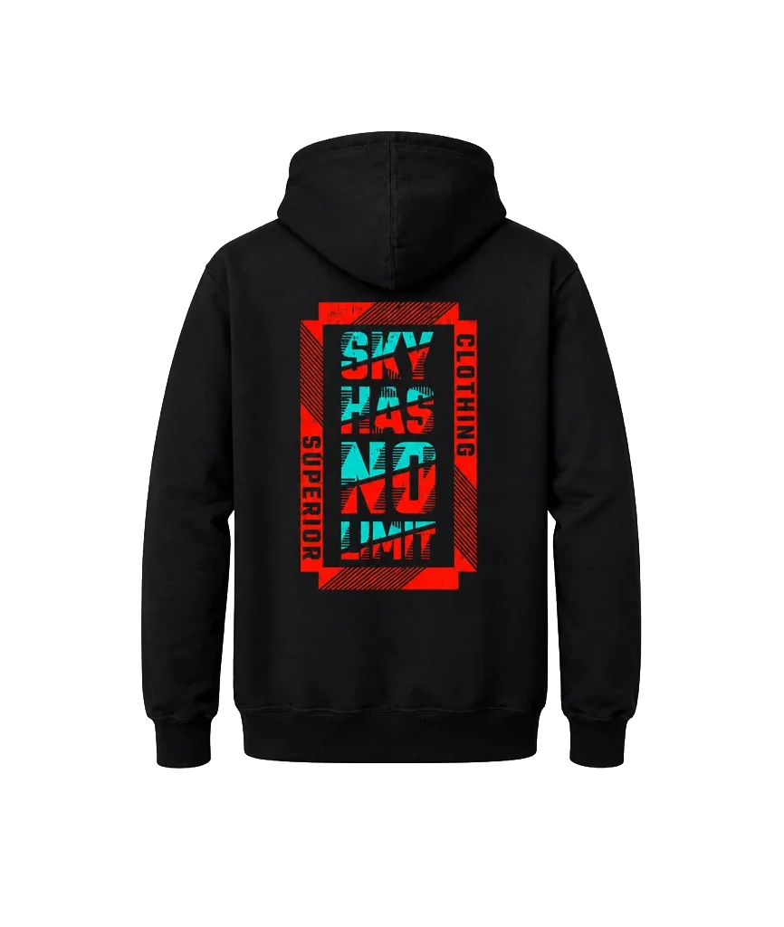 Sky Has No Limit Front And Back Print Hoodie