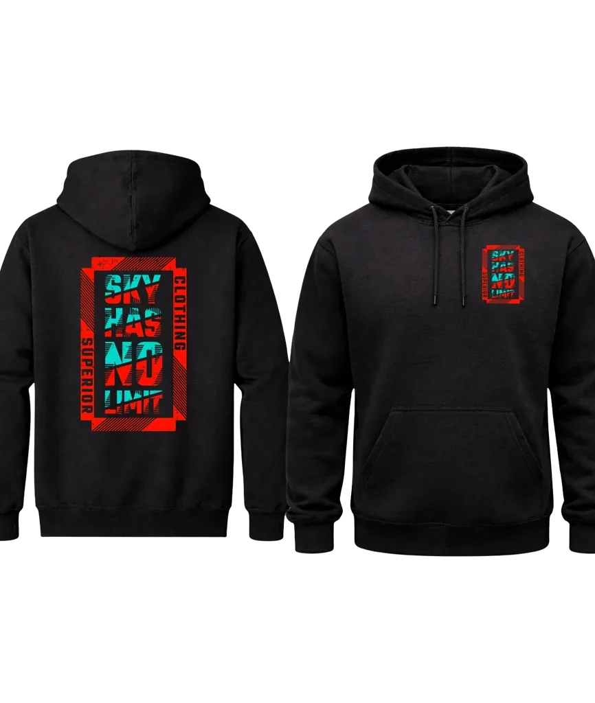 Sky Has No Limit Front And Back Print Hoodie