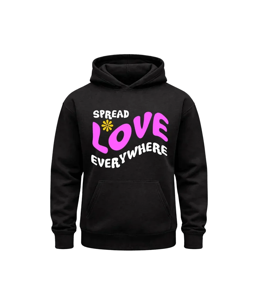 Spread Love Everywhere Black Hoodie