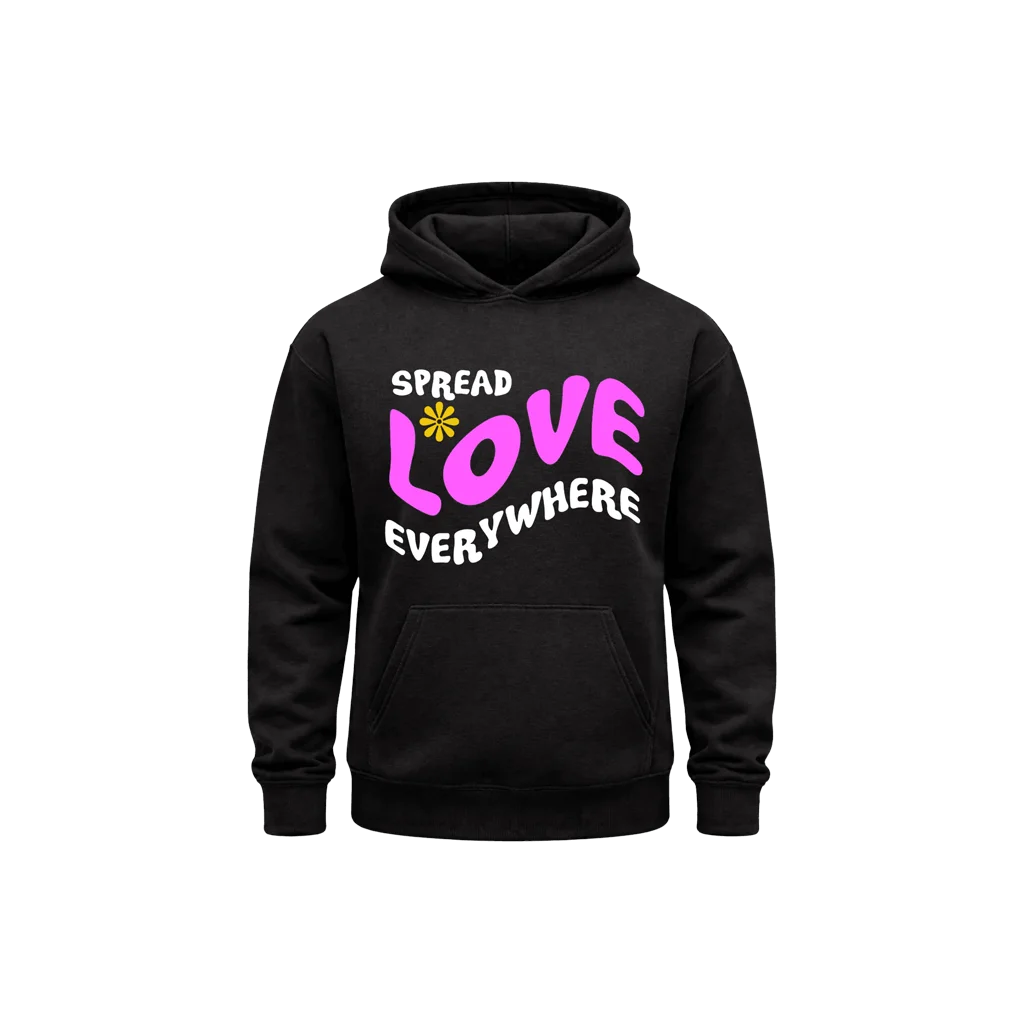 Spread Love Everywhere Black Hoodie