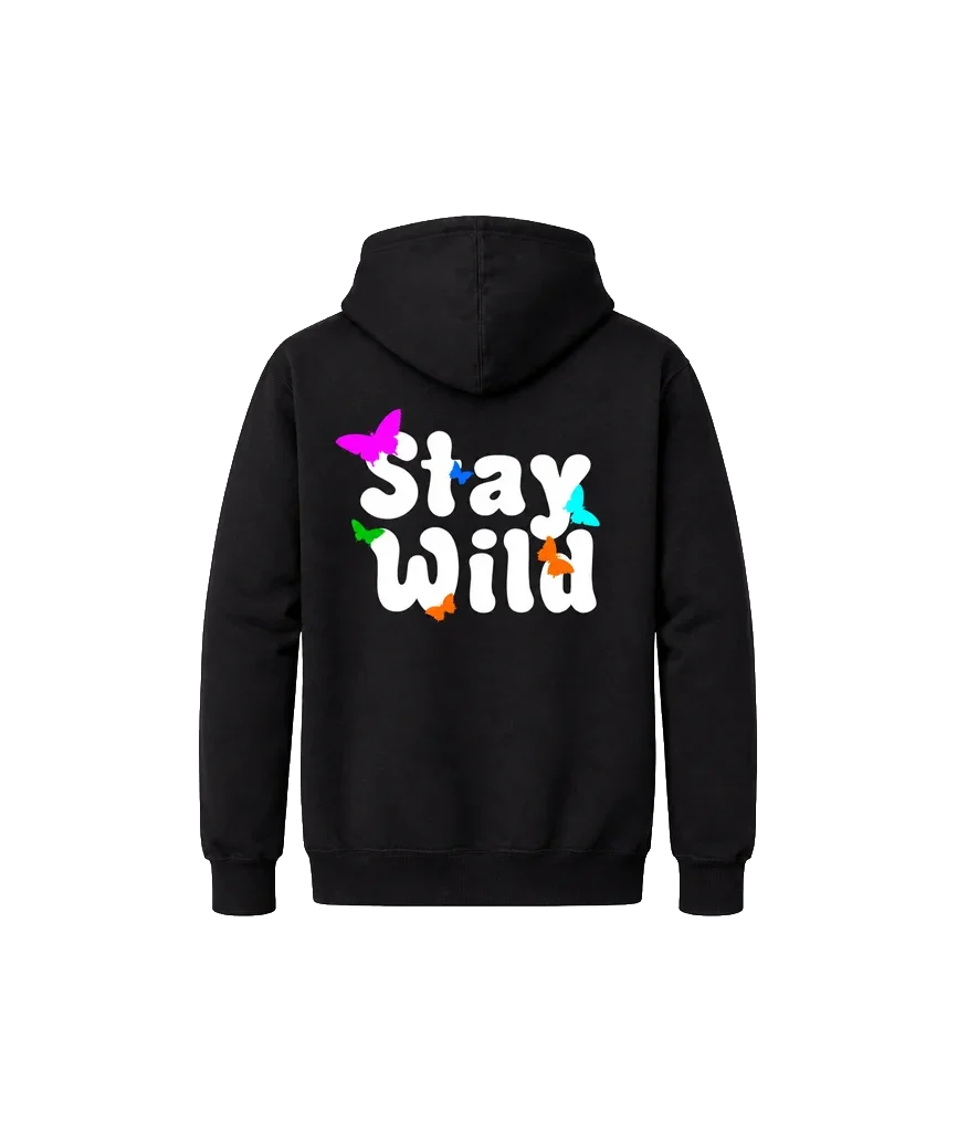 Stay Wild Front And Back Print Hoodie