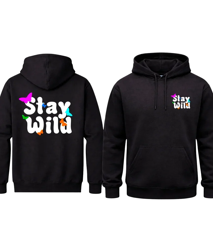 Stay Wild Front And Back Print Hoodie