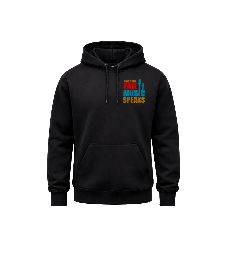When Words Fail Music Speaks Front And Back Print Hoodie