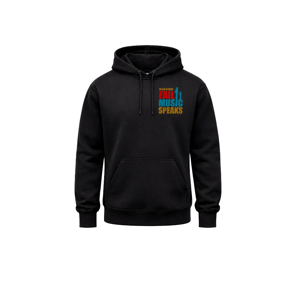 When Words Fail Music Speaks Front And Back Print Hoodie