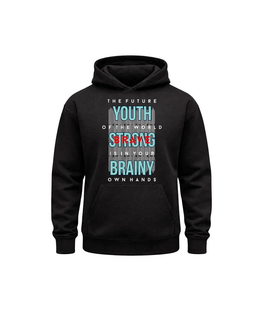Youth Strong Brainy Black Hoodie