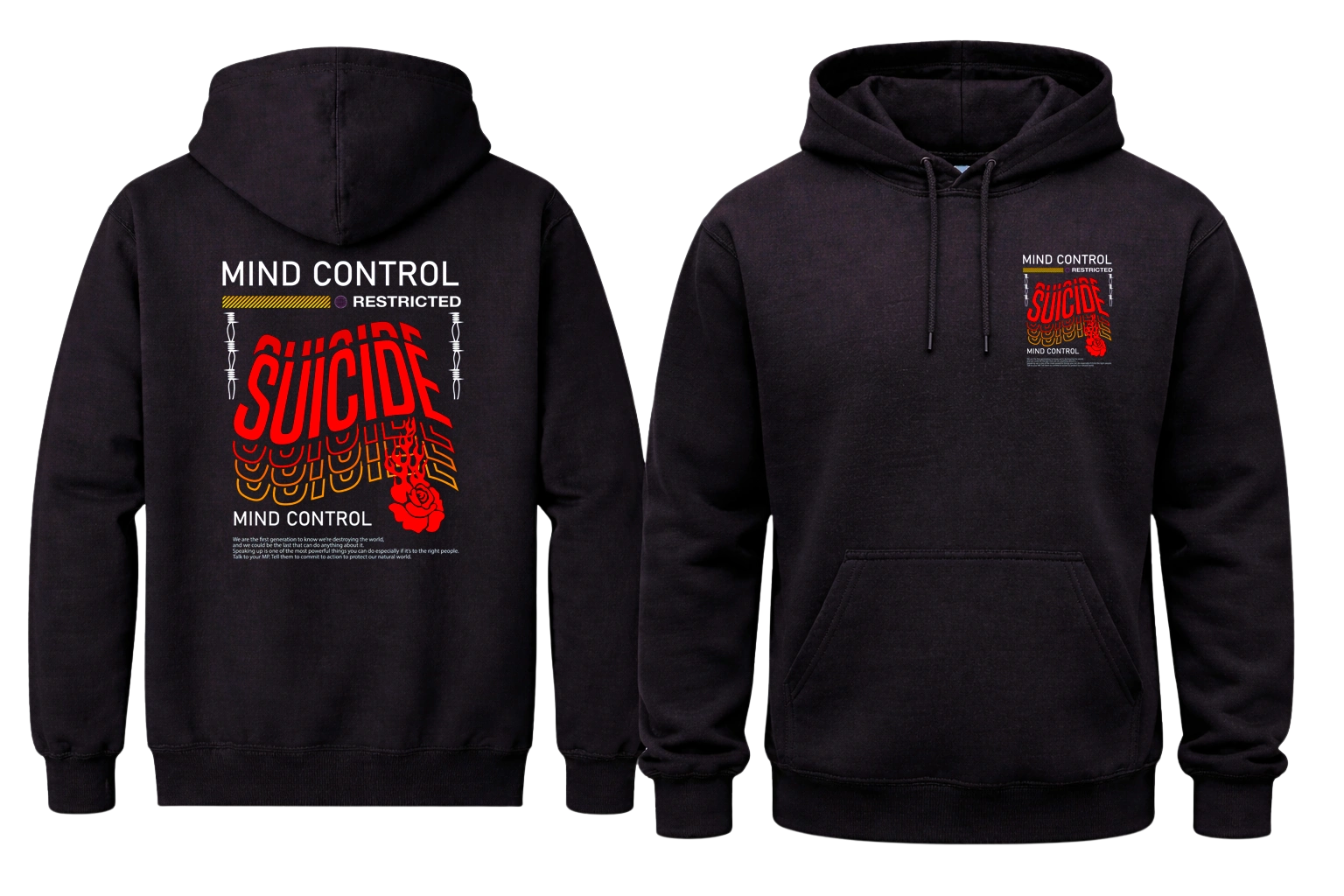 Suicide Front And Back Print Hoodie