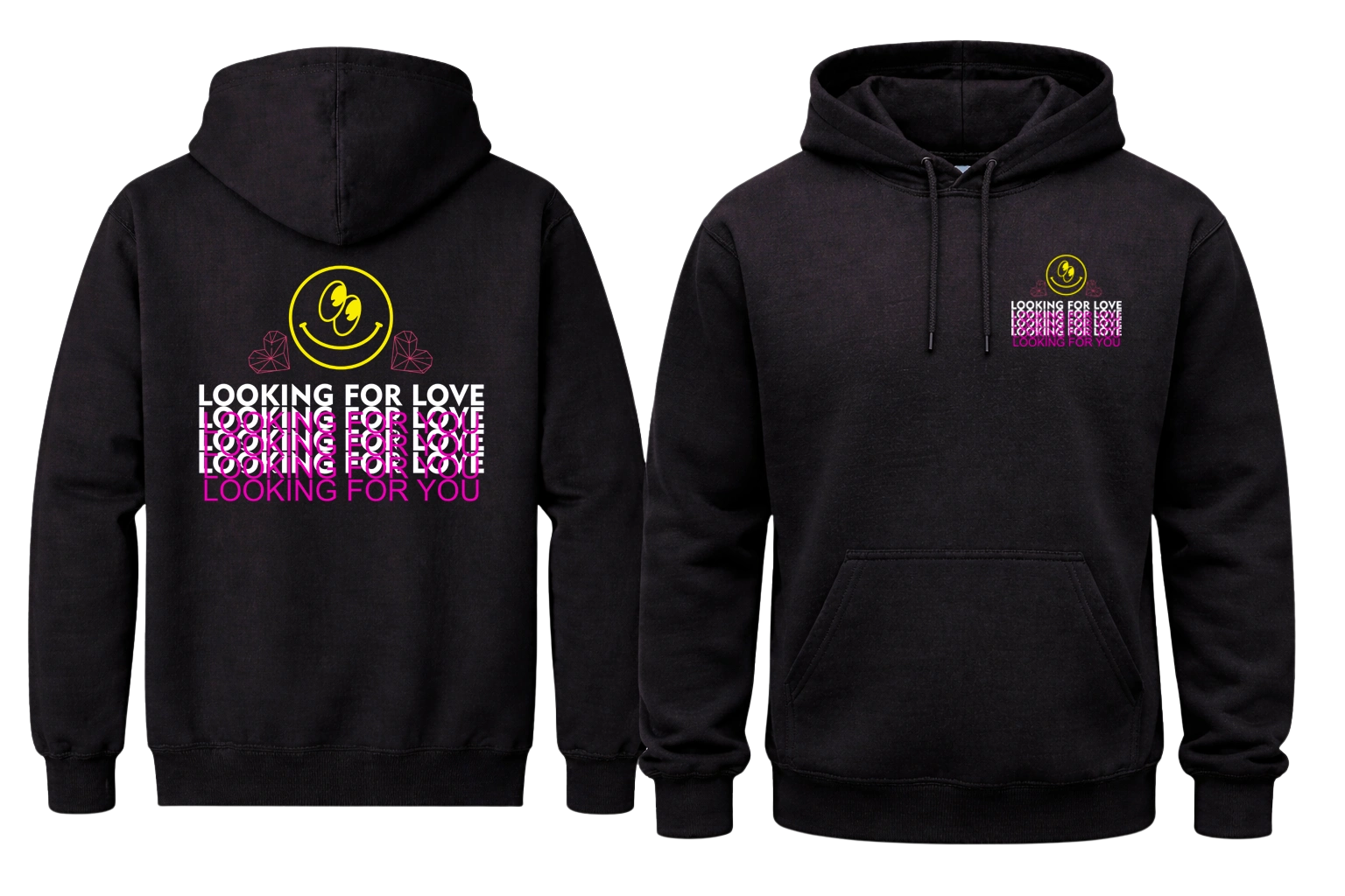 Looking For Love Front And Back Print Hoodie
