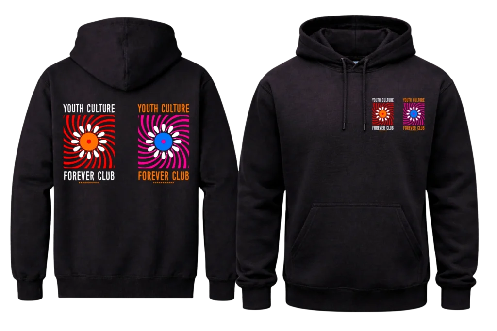 Youth Culture Forever Club Front And Back Print Hoodie