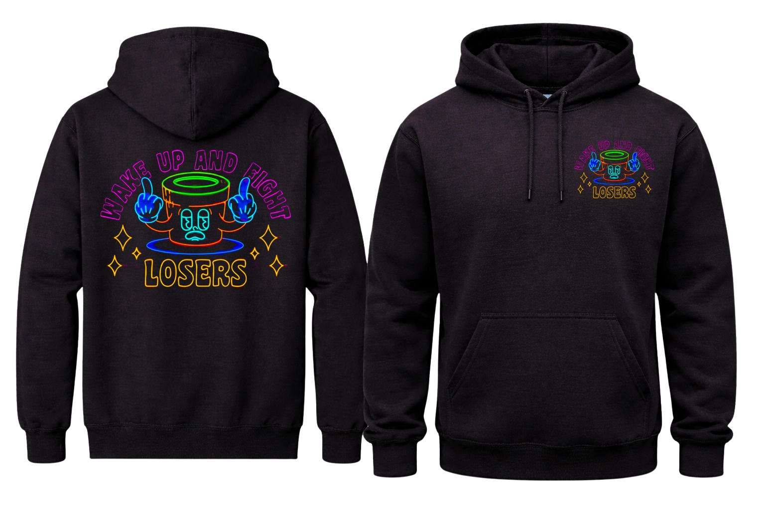 Wake Up Front And Back Print Hoodie