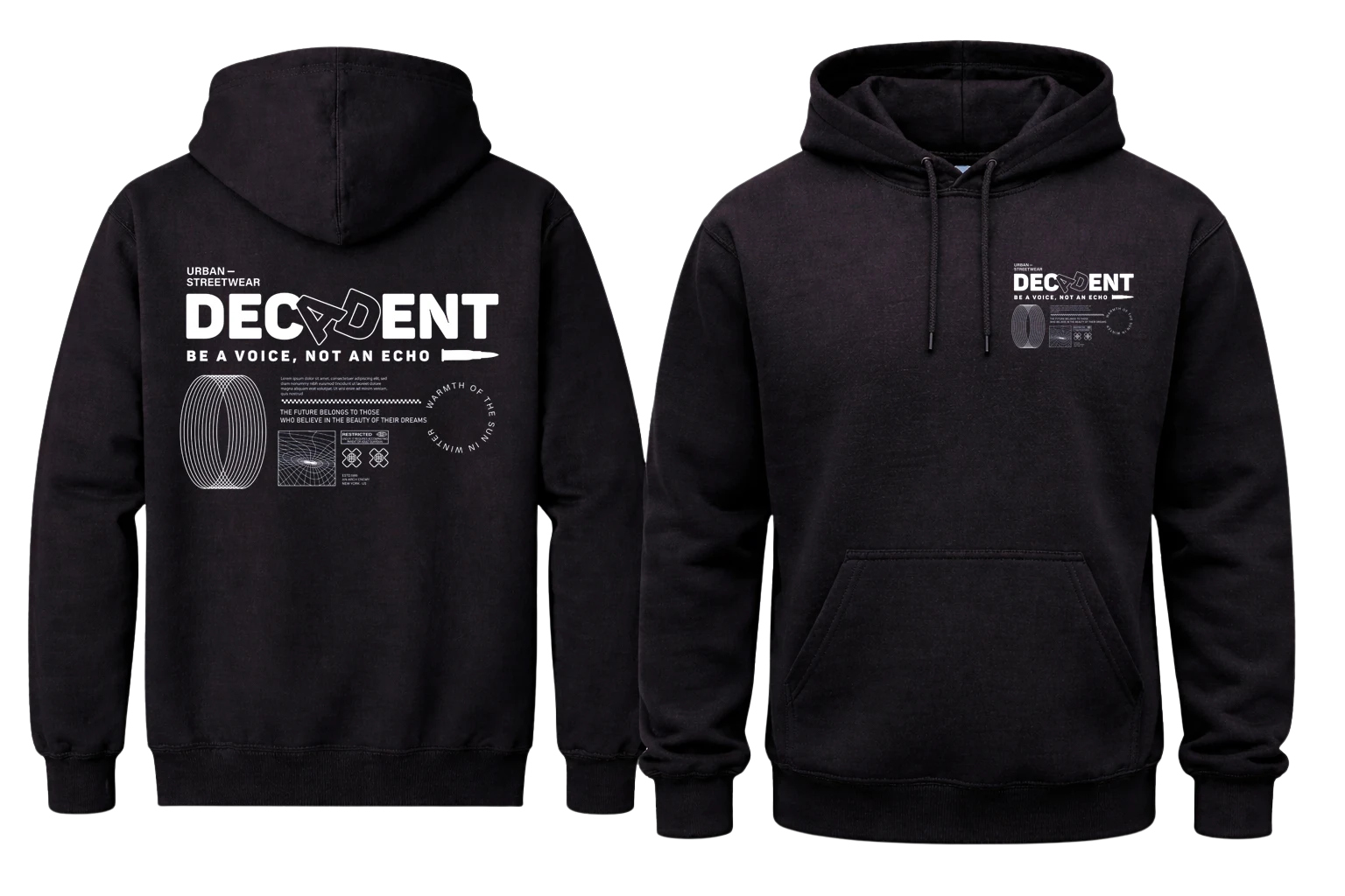 Decadent Front And Back Print Hoodie
