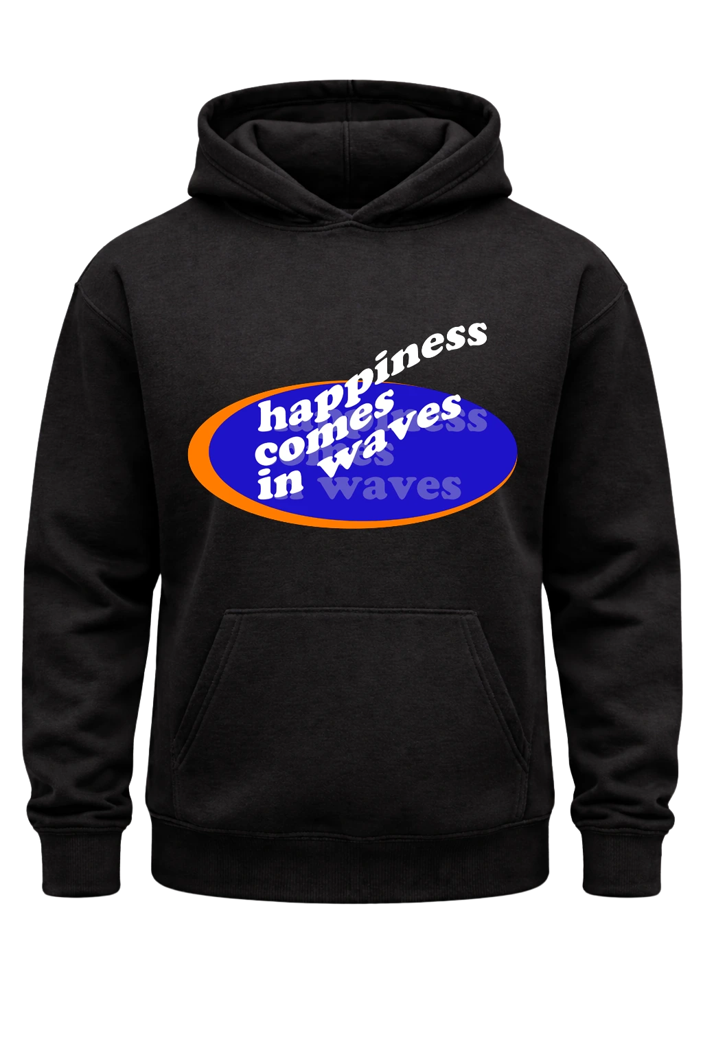 Happiness Comes In Waves Black Hoodie