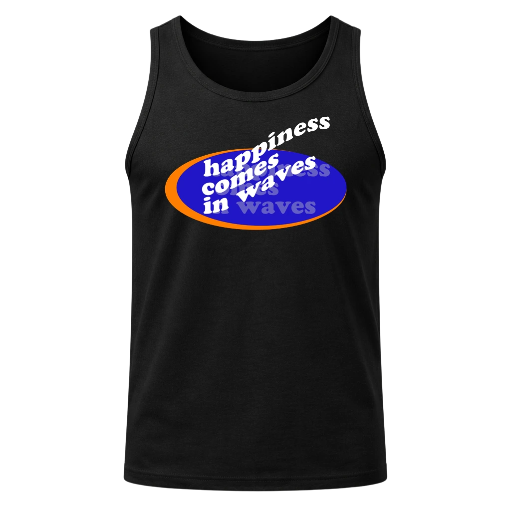 Happiness Comes In Waves Black Tank Top