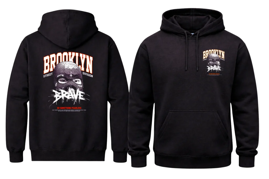 Brooklyn Brave Front And Back Print Hoodie