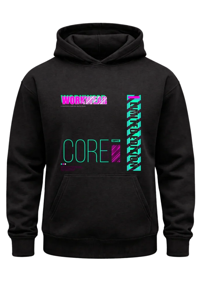 Workwear Black Print Hoodie