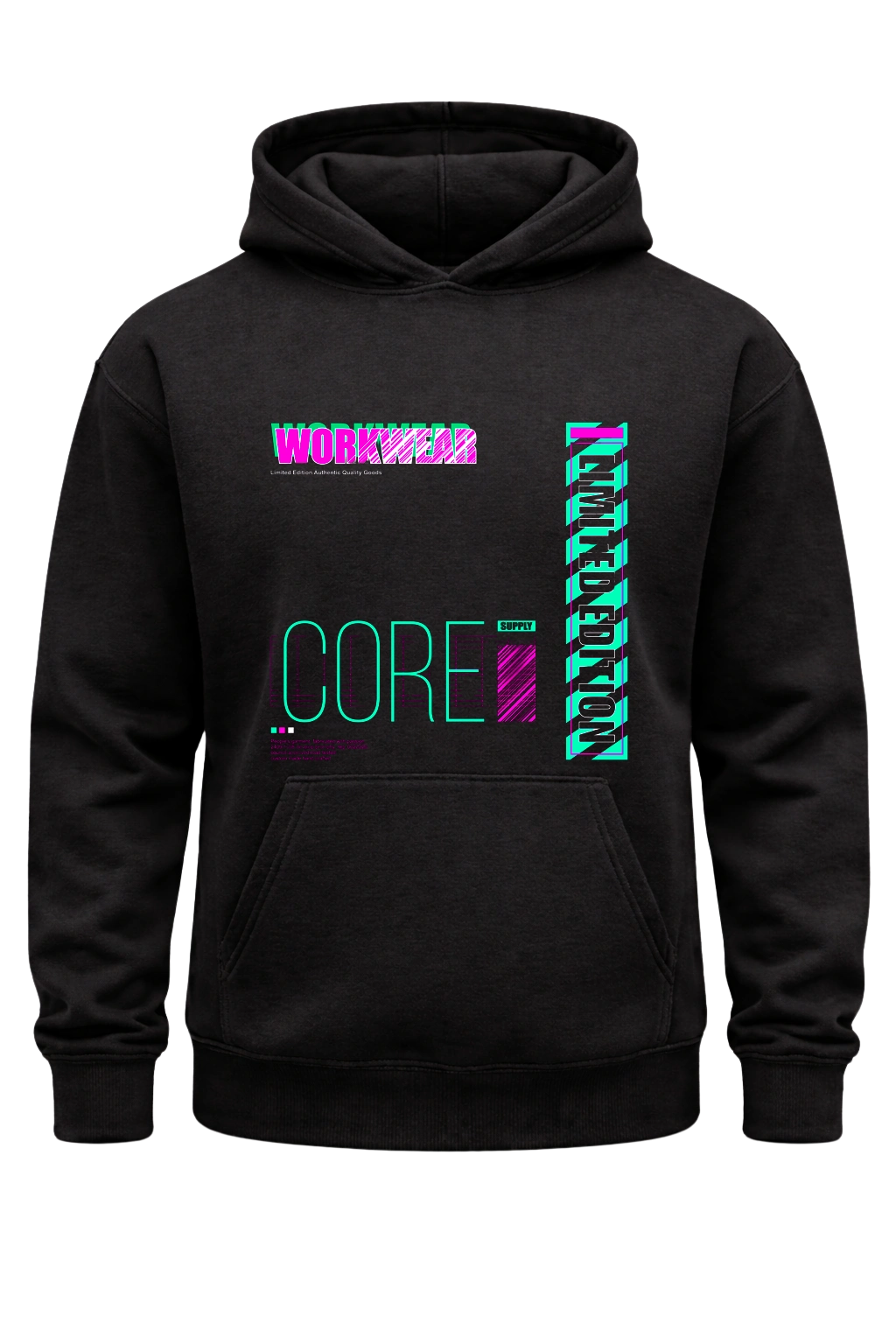 Workwear Black Print Hoodie