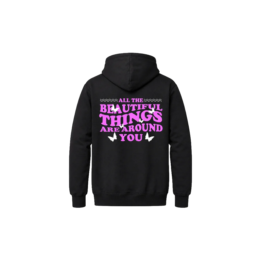 Aesthetic Pink Butterfly Back-Print Hoodie