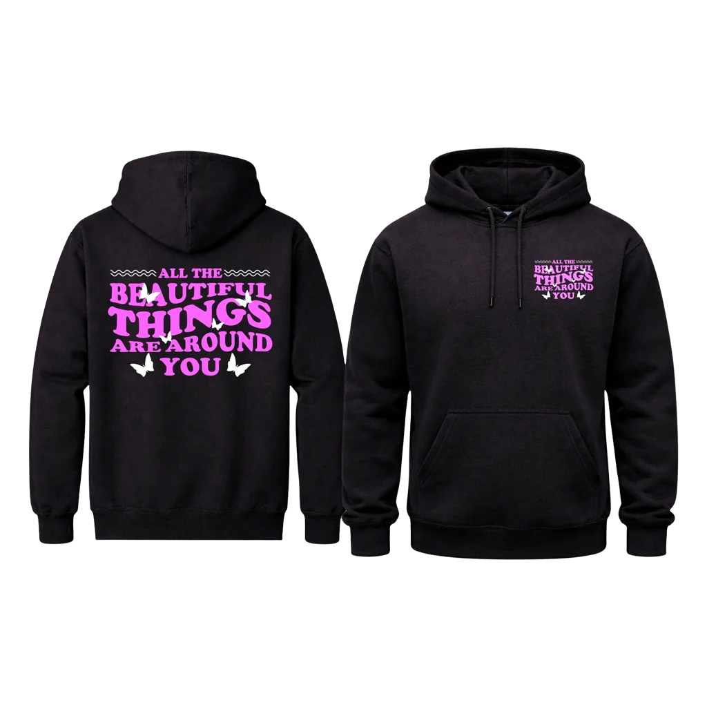Aesthetic Pink Butterfly Back-Print Hoodie