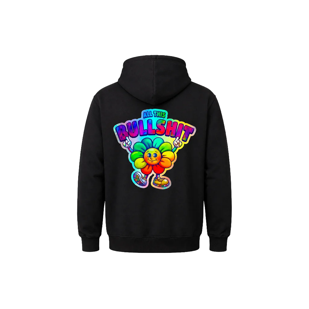 Holographic Flower Back Print Hoodie