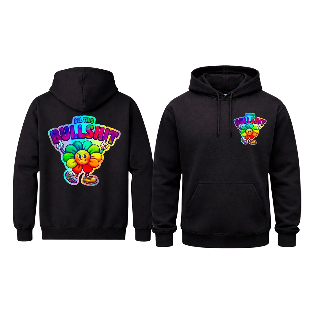 Holographic Flower Back Print Hoodie