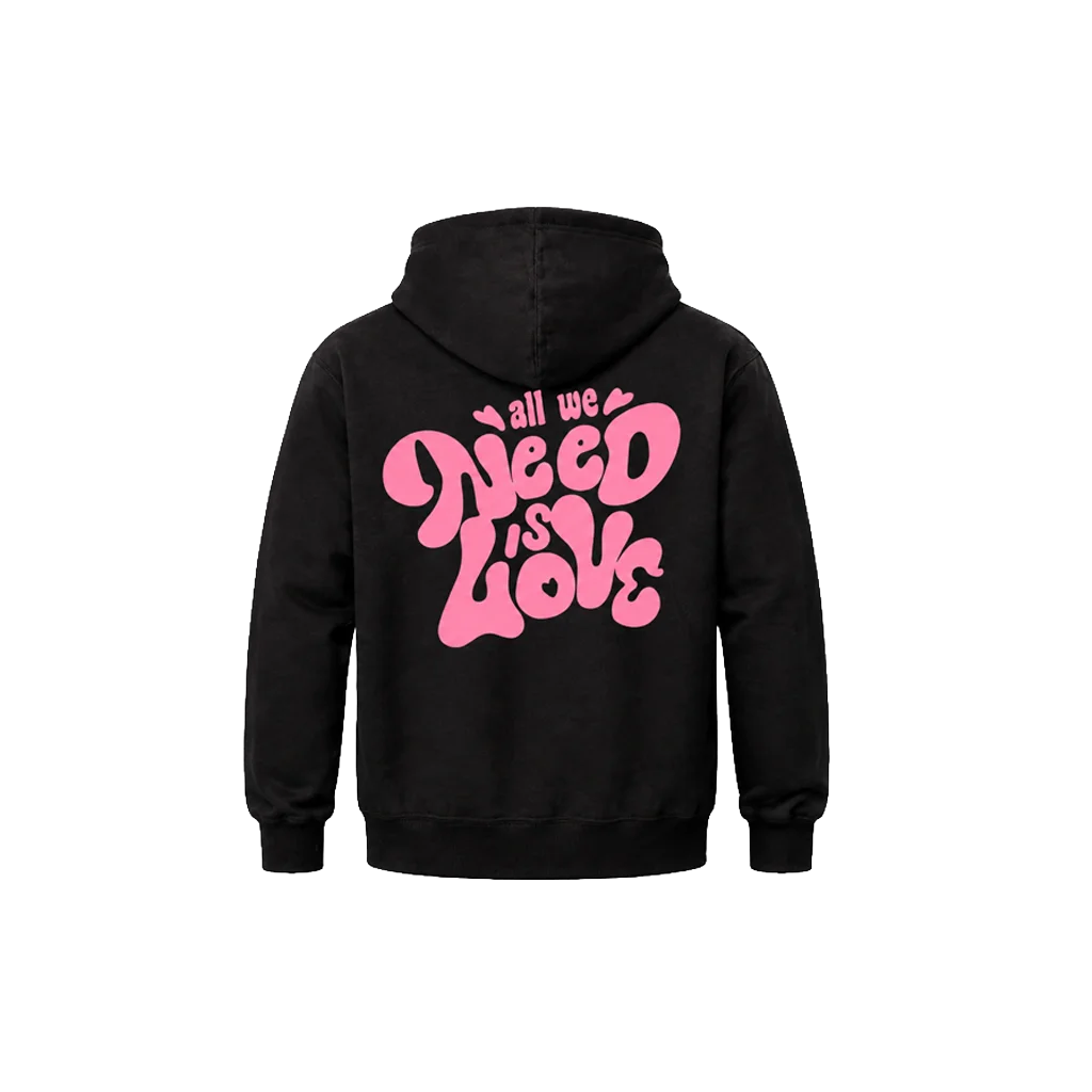 All We Need Is Love Pink Groovy Hoodie