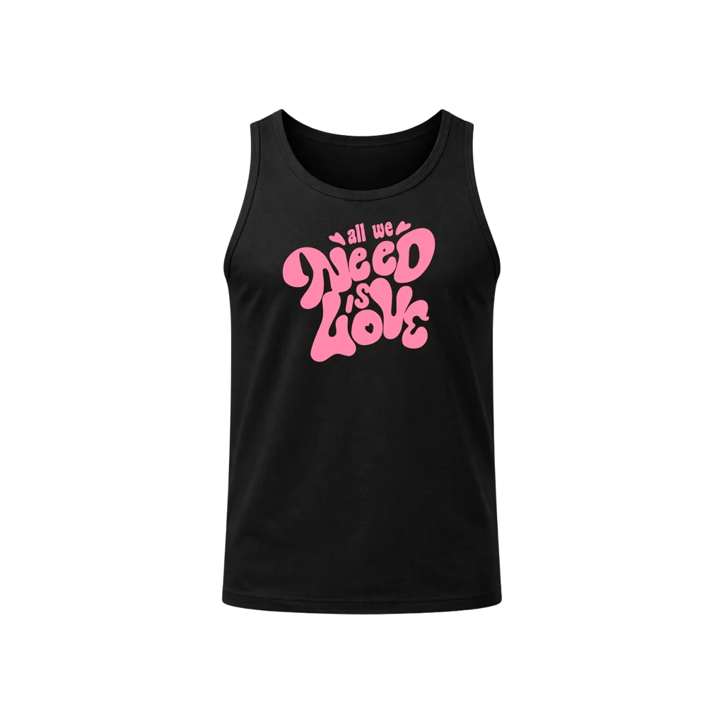 All We Need Is Love Black Tank Top