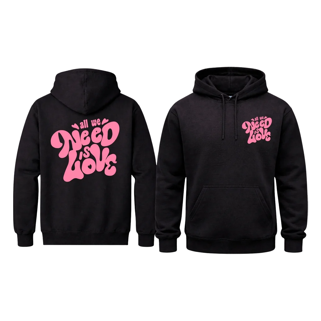 All We Need Is Love Pink Groovy Hoodie