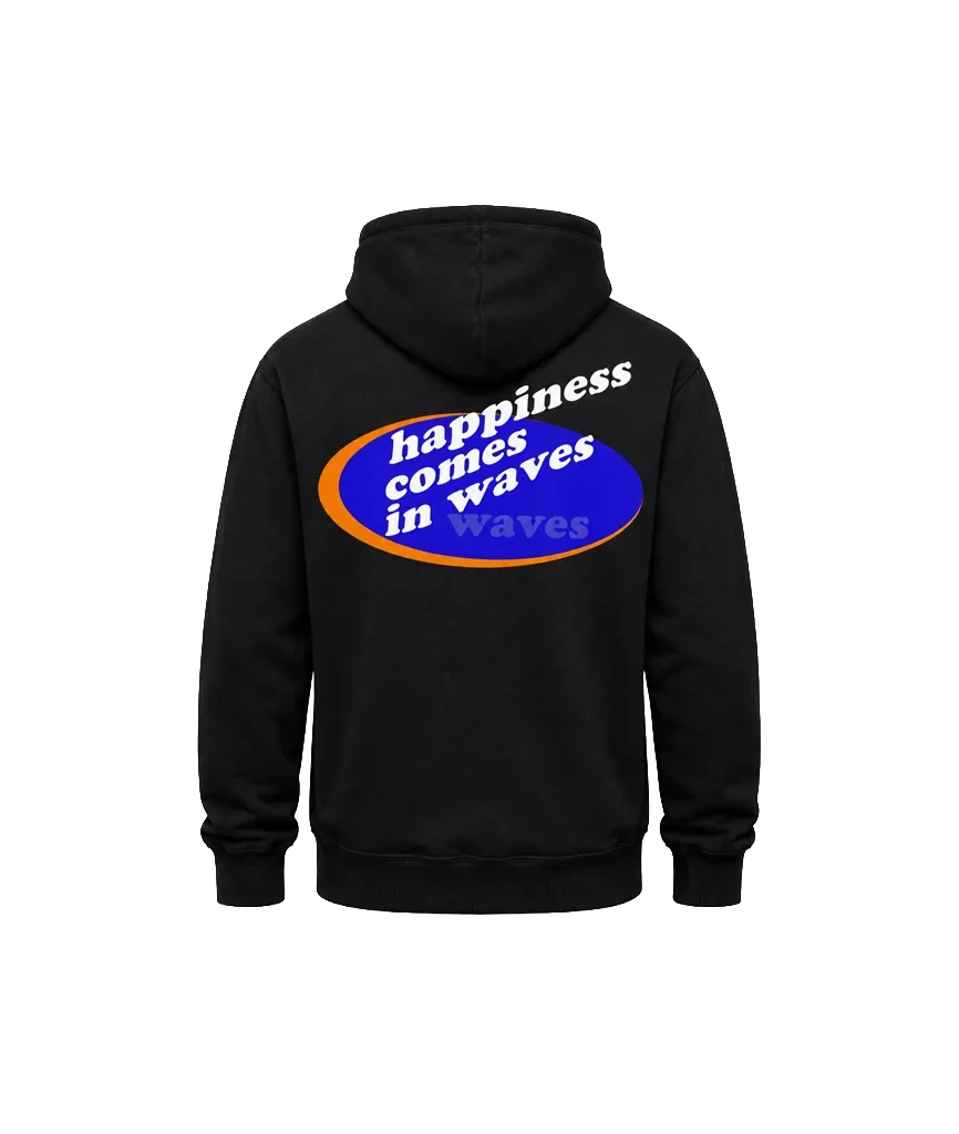 Happiness Comes In Waves Front And Back Print Hoodie