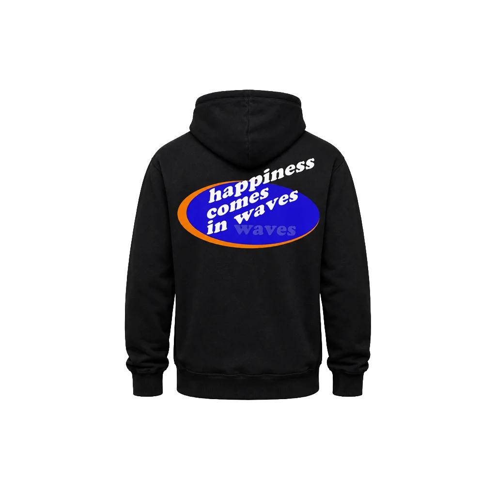 Happiness Comes In Waves Front And Back Print Hoodie