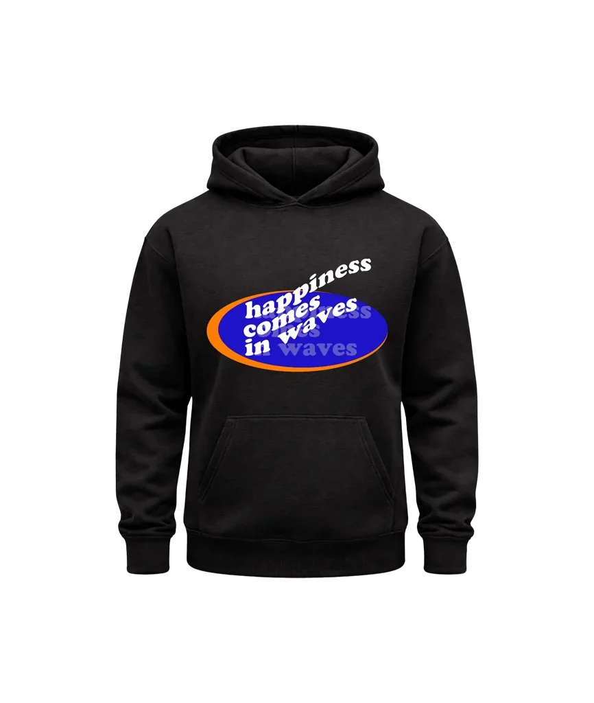 Happiness Comes In Waves Black Hoodie