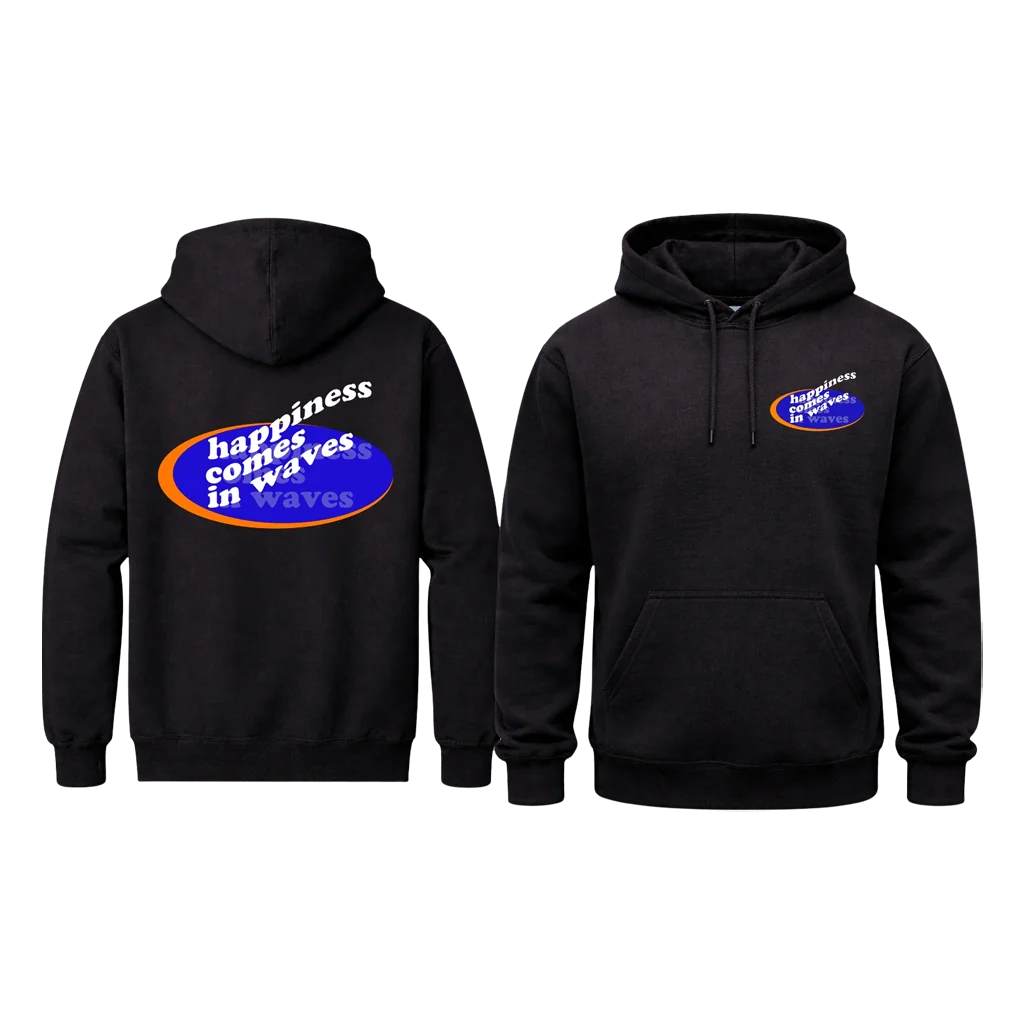 Happiness Comes In Waves Front And Back Print Hoodie