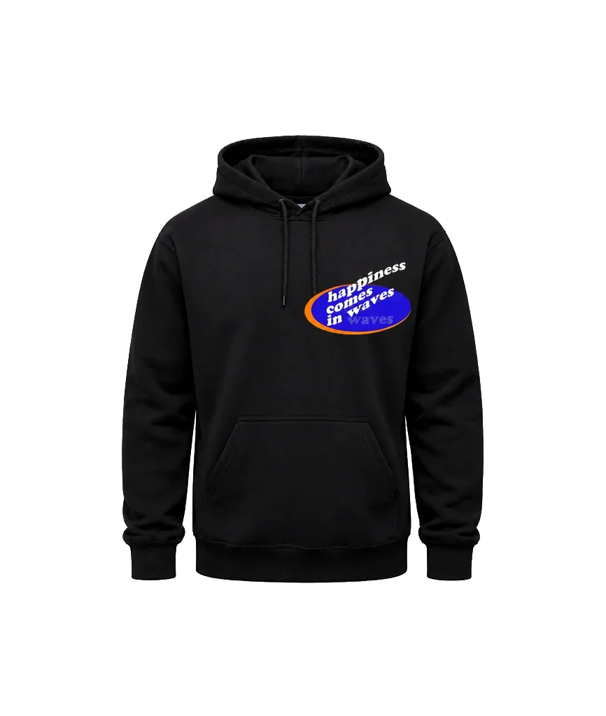 Happiness Comes In Waves Front And Back Print Hoodie