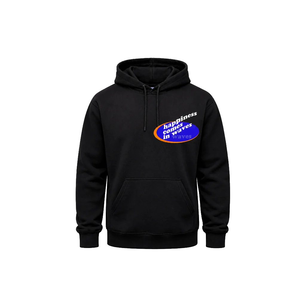 Happiness Comes In Waves Front And Back Print Hoodie