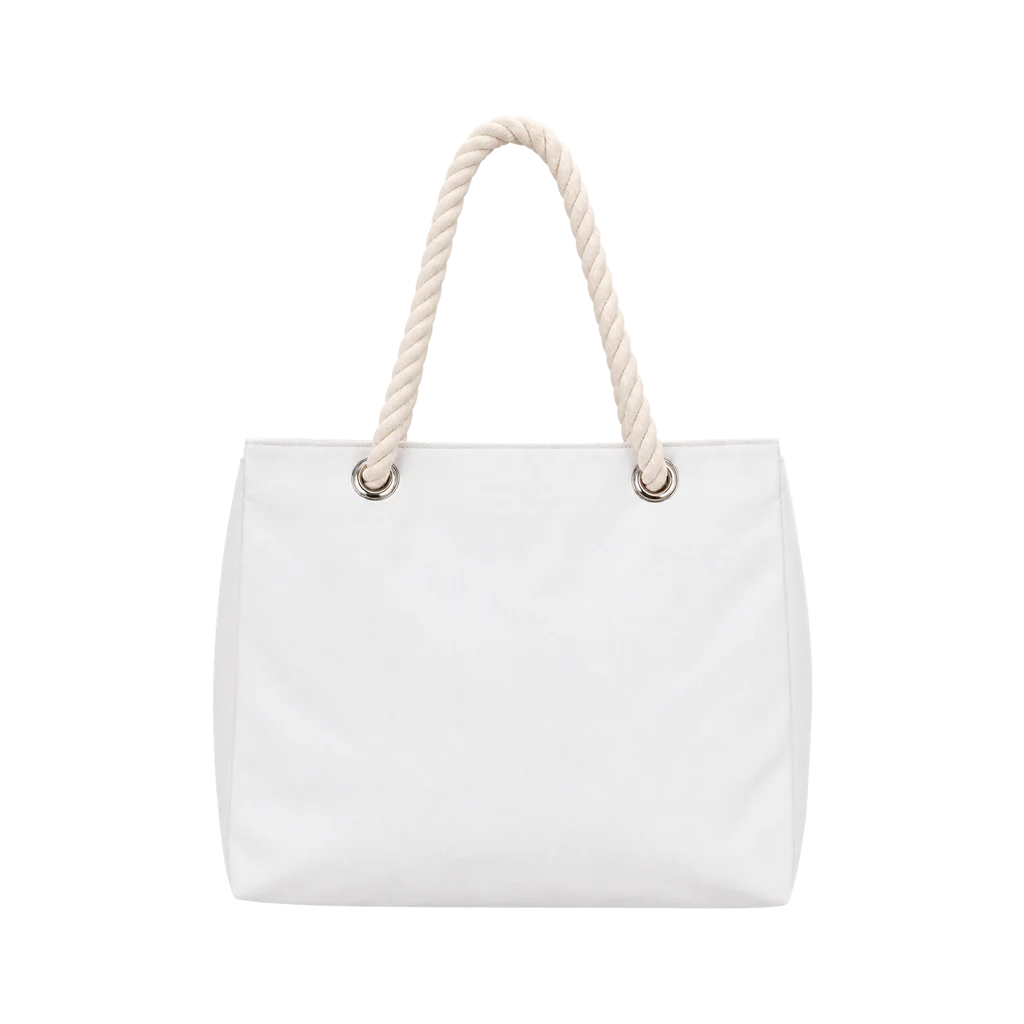 Nautical White Canvas Rope Tote