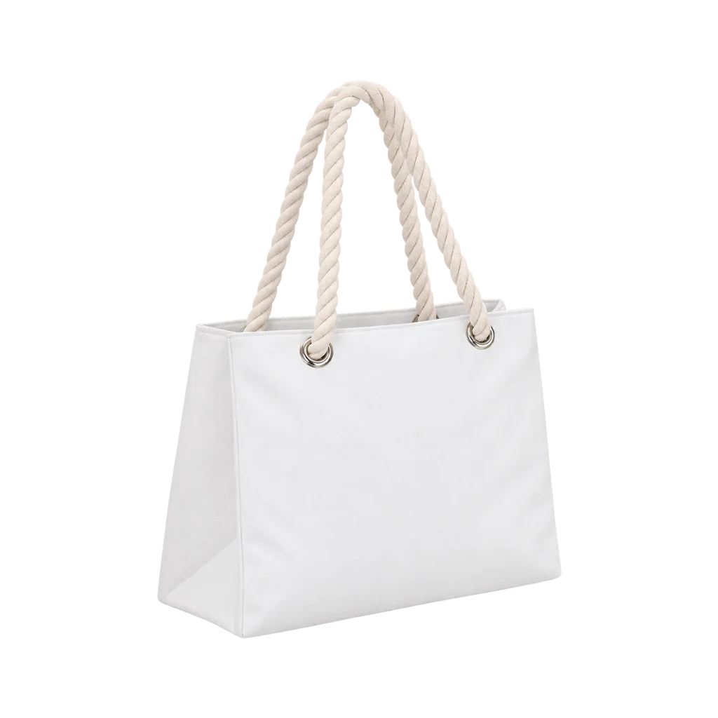 Nautical White Canvas Rope Tote