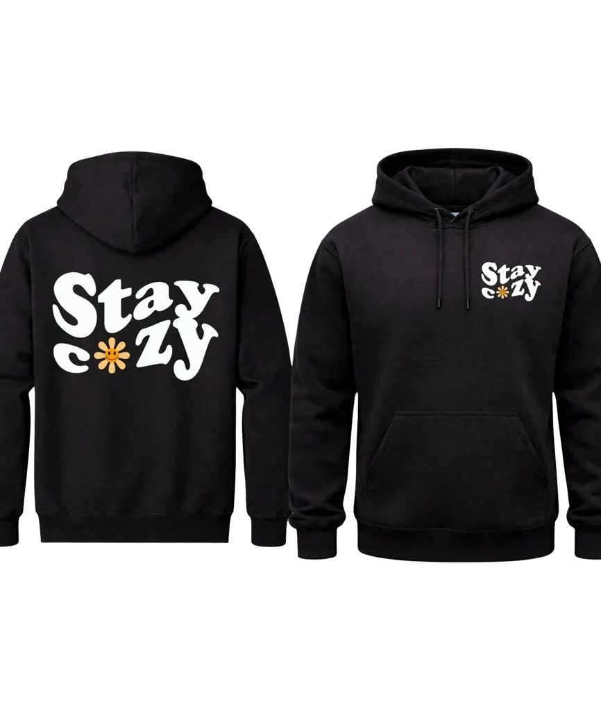Stay Cozy Front And Back Print Hoodie